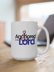 Load image into Gallery viewer, Anchored in the Lord - White Ceramic Mug