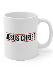 Load image into Gallery viewer, Powered by Jesus Christ - White Ceramic Mug
