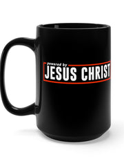 Load image into Gallery viewer, Powered by Jesus Christ - Black Mug 15oz
