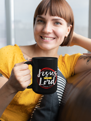 Load image into Gallery viewer, Jesus is Lord - Black Mug 15oz
