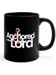 Load image into Gallery viewer, Anchored in the Lord - Black mug 11oz
