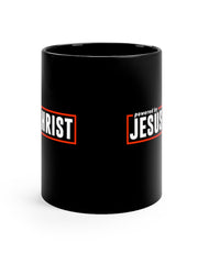 Load image into Gallery viewer, Powered by Jesus Christ - Black mug 11oz
