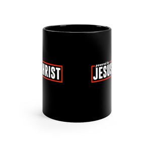 Powered by Jesus Christ - Black mug 11oz