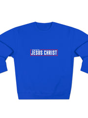 Load image into Gallery viewer, Powered by Jesus Christ - Men&#39;s Premium Crewneck Sweatshirt
