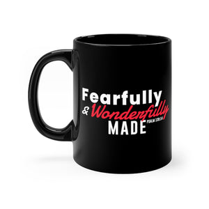 Fearfully and Wonderfully Made - Black mug 11oz