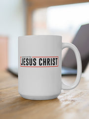 Load image into Gallery viewer, Powered by Jesus Christ - White Ceramic Mug
