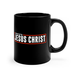 Powered by Jesus Christ - Black mug 11oz