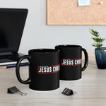 Load image into Gallery viewer, Powered by Jesus Christ - Black mug 11oz

