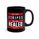 Load image into Gallery viewer, By His Stripes We are Healed - Black mug 11oz
