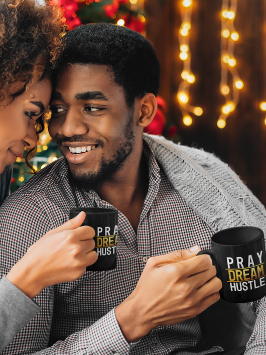 Pray Dream Hustle - Black mug 11oz