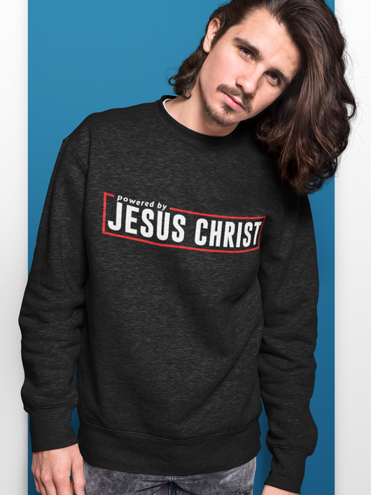 Powered by Jesus Christ - Men's Premium Crewneck Sweatshirt